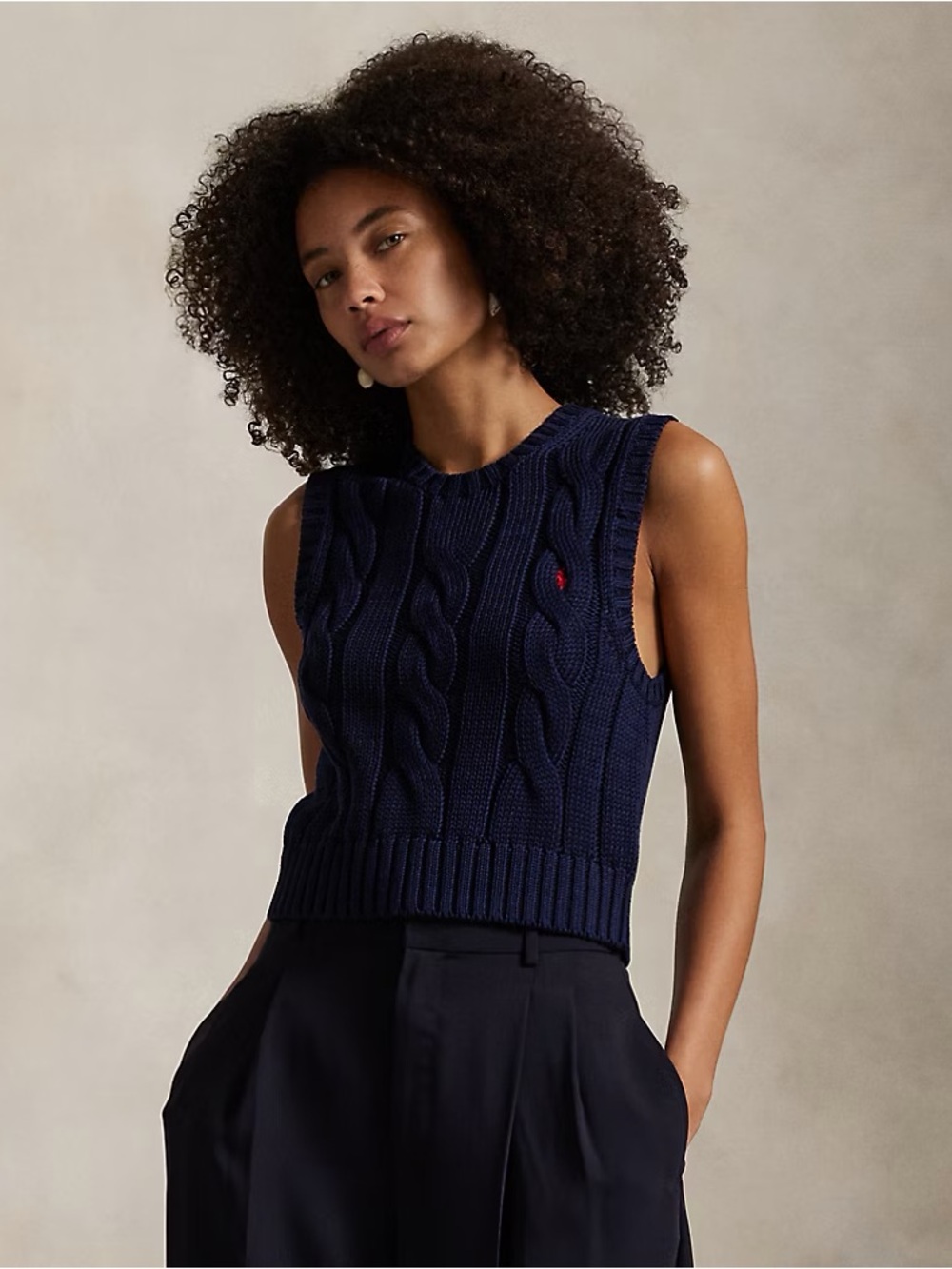 Ralph Lauren NWT Navy Cable Knit Sweater Vest Size Medium - Picture 1 of 5